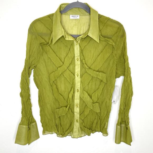 Dress-U-II Sharon Crinkle Criss Cross Button Up Top Plus 3X Green Fairy Flare - Picture 1 of 6